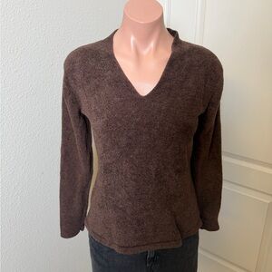 Olo Soft Brown V-Neck Women's Sweater Sz S